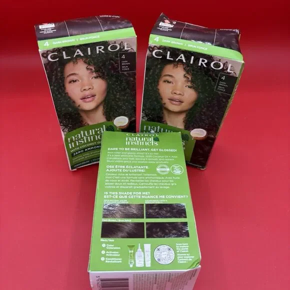 Clairol Natural Instincts Demi-Permanent Hair Dye, #4 Dark Brown Lot of 3 New - Picture 2 of 3